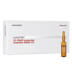 Mesoestetic meso.prof x.prof 021 DMAE 3% - Solution à l'effet raffermissant et tenseur. Améliore la fermeté et l'élasticité de la peau. Indiqué pour lutter contre le relâchement cutané et le manque d'élasticité, et pour améliorer la souplesse des tissus.