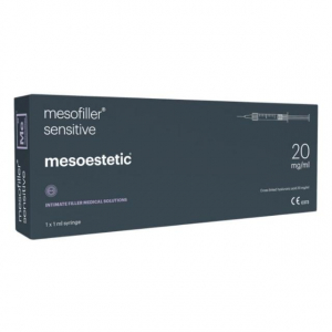 Mesoestetic Mesofiller Sensitive - Implant dermique d'acide hyaluronique réticulé à une concentration de 20 mg/ml. Son profil rhéologique spécifique le rend plus doux et plus extensible, idéal pour l'hydratation et le comblement de la zone intime féminine