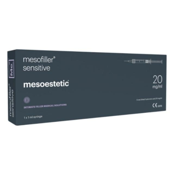 Mesoestetic Mesofiller Sensitive - Implant dermique d'acide hyaluronique réticulé à une concentration de 20 mg/ml. Son profil rhéologique spécifique le rend plus doux et plus extensible, idéal pour l'hydratation et le comblement de la zone intime féminine