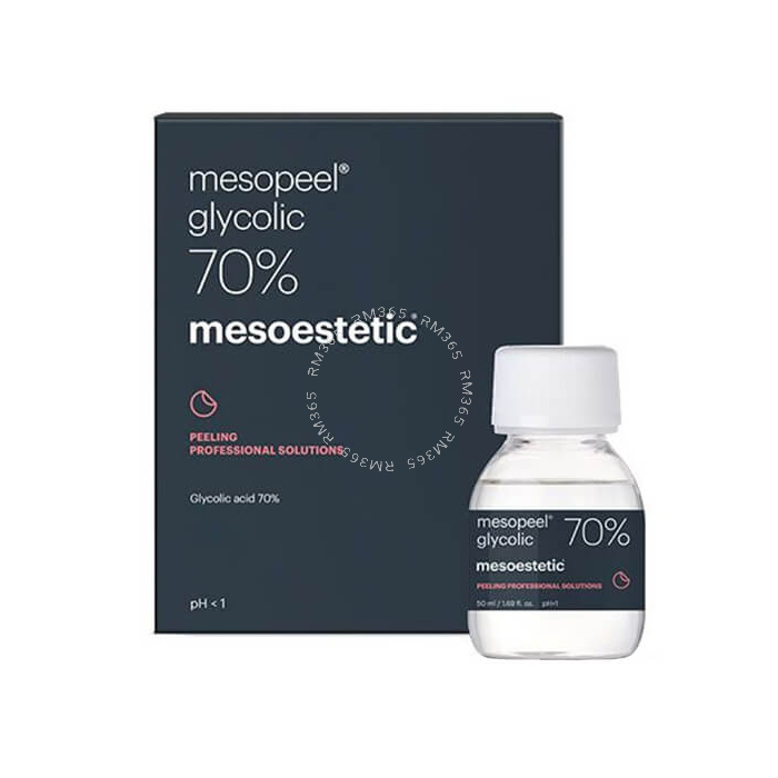 Mesoestetic Mesopeel Glycolic 70% - Peeling moyen à 70% d'acide glycolique. Indiqué pour traiter le vieillissement modéré à sévère, la dyschromie et les cicatrices d'acné moyennes.